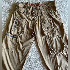 Pete & Greta Unisex Tan Cargo Pants with Belt